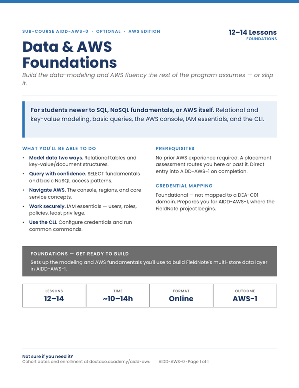 Data & AWS Foundations cut sheet