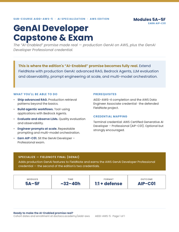 GenAI Capstone & Exam cut sheet