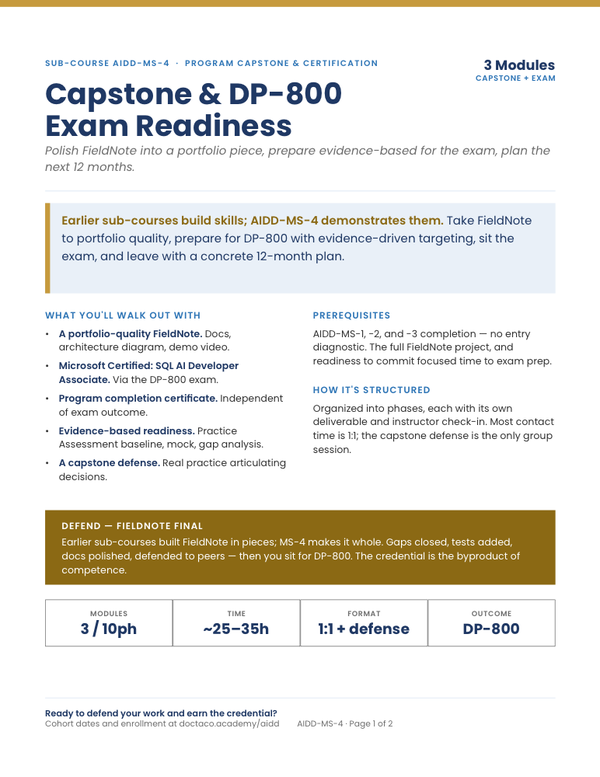 Capstone & Exam cut sheet